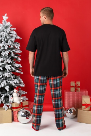 Пижама мужская новогодняя family look Традиция-2 черный