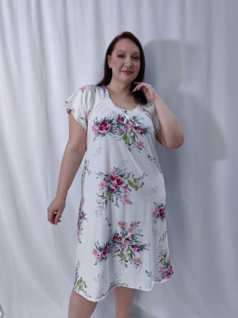 Cорочка женская хлопковая c цветочным принтом