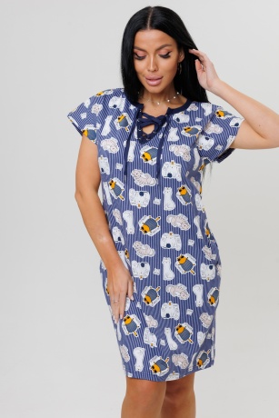 Туника женская синяя с котами