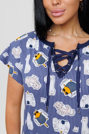 Туника женская синяя с котами