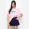 Комплект женский розовая футболка и темно-синие шорты