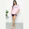 Комплект женский розовая футболка и темно-синие шорты