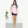 Комплект женский розовая футболка и темно-синие шорты