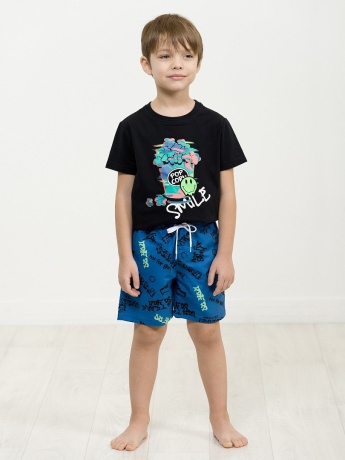 Шорты купальные для мальчика синие с надписями (рост 98)