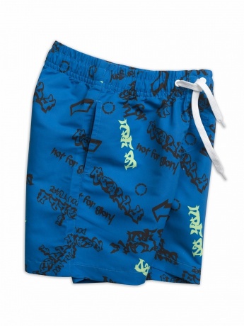 Шорты купальные для мальчика синие с надписями (рост 98)