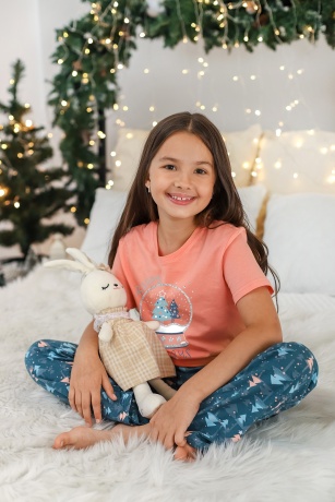 Пижама для девочки новогодняя Хлоя-1 персиковый