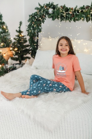 Пижама для девочки новогодняя Хлоя-1 персиковый