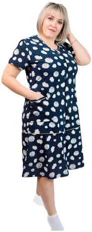 Халат женский на молнии с ромашками