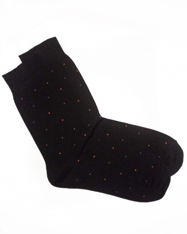 Носки мужские черные в оранжевую точечку