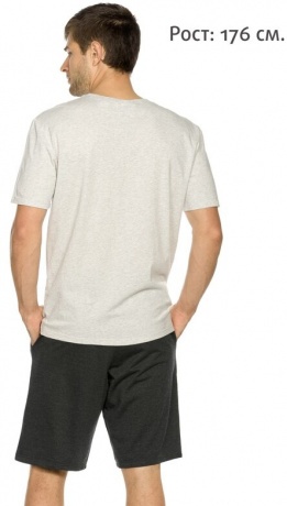 Мужской комплект светло-серый, Не уходи (шорты, рост 176)