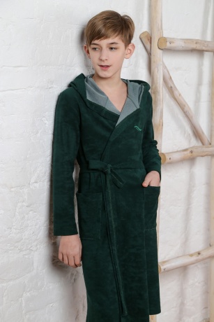 Детский махровый халат для бассейна Овер-5 (зеленый)