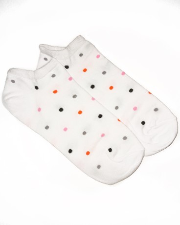 Носки женские укороченные в горошек, белые