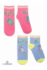Носки для девочек розовые/голубые с черепашкой (2 пары)
