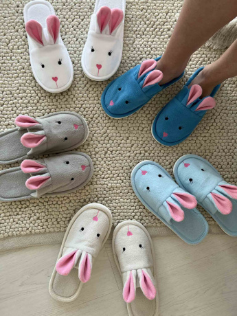 Тапочки женские "Зайки", флис