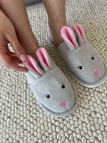 Тапочки женские "Зайки", флис