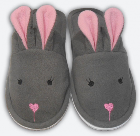 Тапочки женские "Зайки", флис