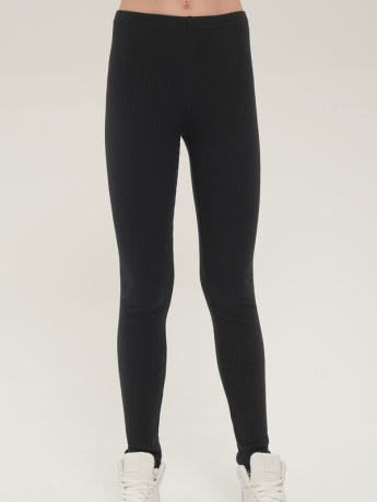 Легинсы для девочек, черные в рубчик