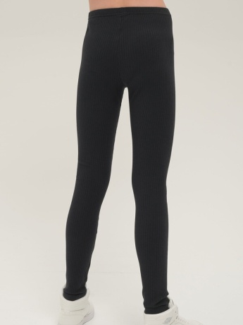 Легинсы для девочек, черные в рубчик