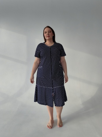 Халат женский темно-синий в горох