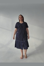 Халат женский темно-синий в горох