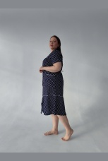 Халат женский темно-синий в горох