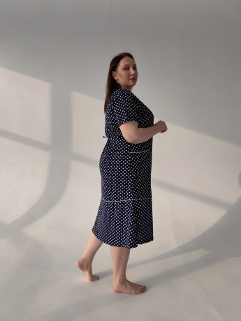 Халат женский темно-синий в горох