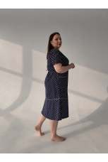 Халат женский темно-синий в горох