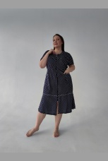 Халат женский темно-синий в горох