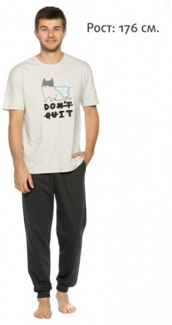Мужской комплект светло-серый, Не уходи (брюки, рост 176)