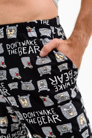 Мужская пижама Не буди медведя (серый)