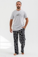 Мужская пижама Не буди медведя (серый)