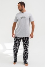 Мужская пижама Не буди медведя (серый)