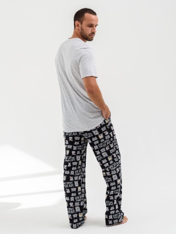 Мужская пижама Не буди медведя (серый)