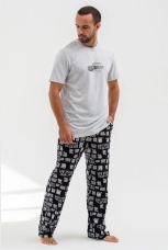 Мужская пижама Не буди медведя (серый)