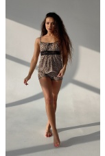 Пижама из вискозы с шортами, леопардовая расцветка