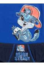 Комплект для мальчиков синий со зверьком в кепке