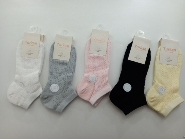 Женские укороченные носки в сеточку "сердечки"