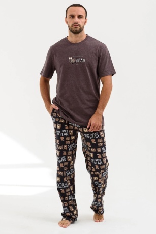 Мужская пижама Не буди медведя (коричневый)