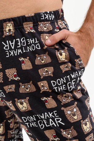 Мужская пижама Не буди медведя (коричневый)