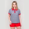 Костюм женский поло в полоску и красные шорты