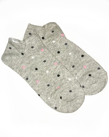 Носки женские укороченные в горошек, св.меланж