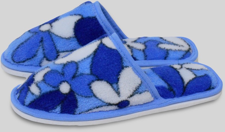 Детские тапочки велсофт с закрытым носом в цветочек