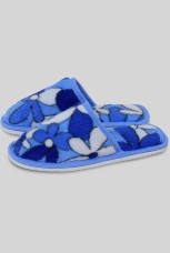 Детские тапочки велсофт с закрытым носом в цветочек