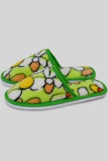 Детские тапочки велсофт с закрытым носом в цветочек