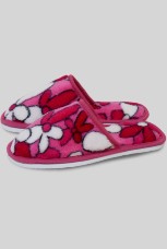 Детские тапочки велсофт с закрытым носом в цветочек