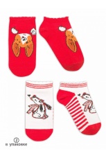 Носки для девочек белые/красные с собачкой (2 пары)
