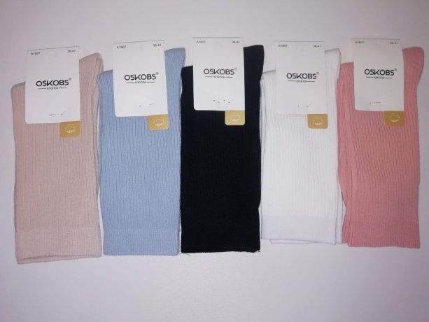 Женские носки длинные цветные в рубчик