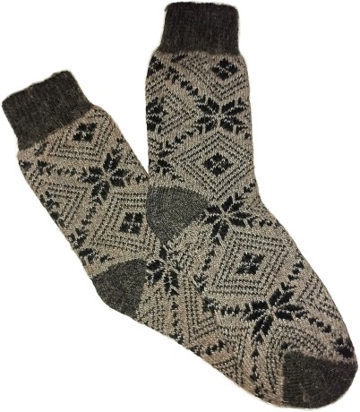 Шерстяные носки высокие с рисунком