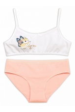 Комплект для девочек (топ+трусики) с зайкой, белый
