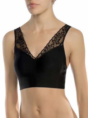 Майка-топ для женщин с кружевными бретелями(черный)